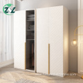 Minimalist White Glass Door Large Capacity Wardrobe Wooden